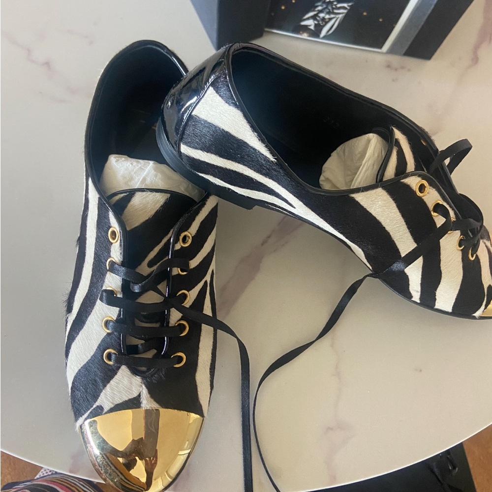 Giuseppe Zanotti Zebra Print Women's Shoes with Gold Accents